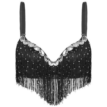 Push-Up Bra with Sequin Tassel Rhinestone / Sexy Women's Dancewear Bra - EVE's SECRETS